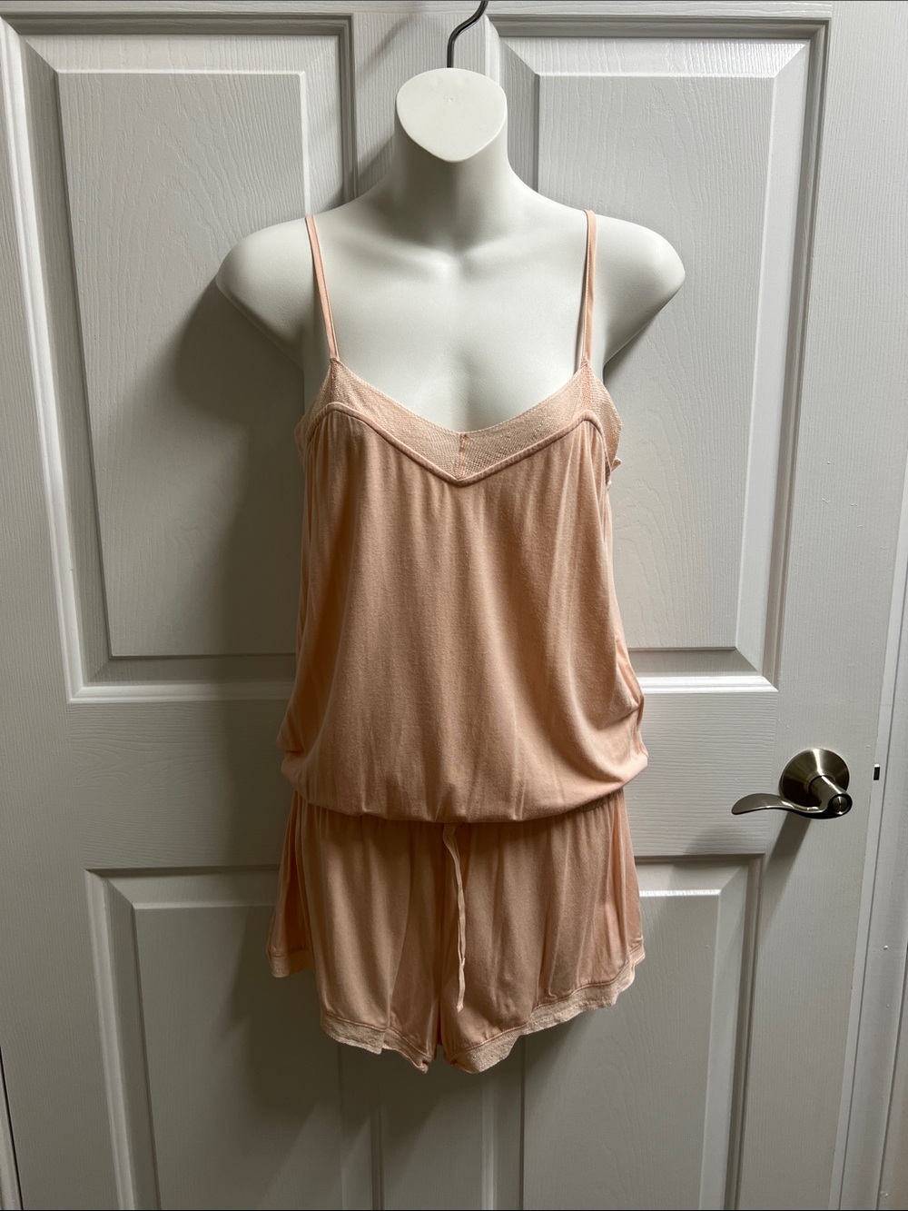 Sunday Peach Spaghetti Strap Lounge Romper size small S spandex NWOT
